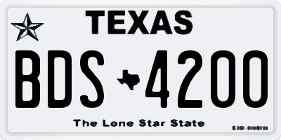 TX license plate BDS4200