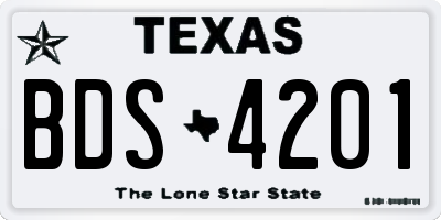 TX license plate BDS4201