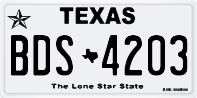 TX license plate BDS4203