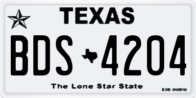 TX license plate BDS4204