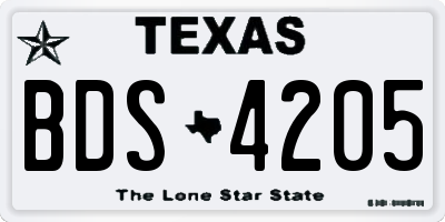 TX license plate BDS4205