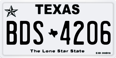 TX license plate BDS4206