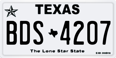 TX license plate BDS4207