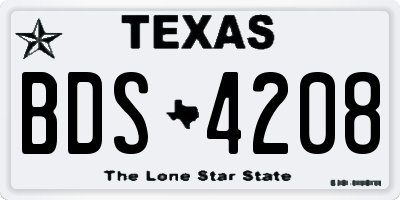 TX license plate BDS4208