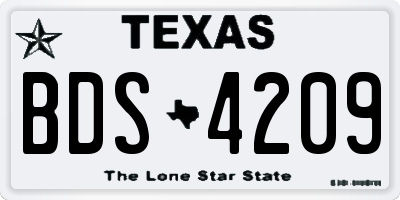 TX license plate BDS4209