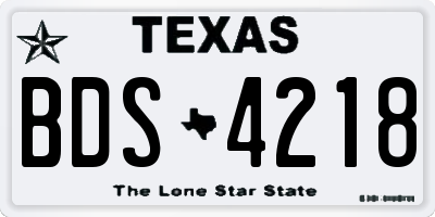 TX license plate BDS4218