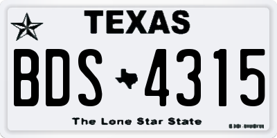 TX license plate BDS4315
