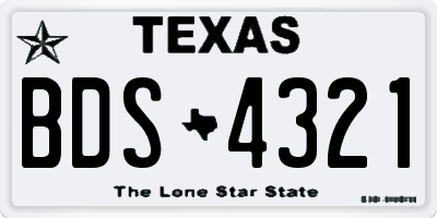 TX license plate BDS4321