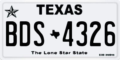 TX license plate BDS4326