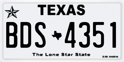 TX license plate BDS4351