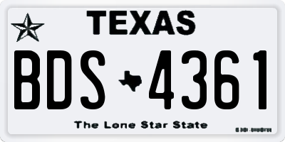 TX license plate BDS4361