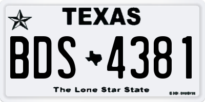 TX license plate BDS4381