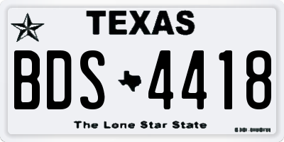TX license plate BDS4418
