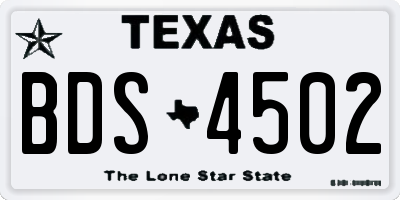TX license plate BDS4502
