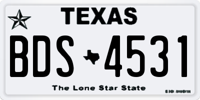 TX license plate BDS4531