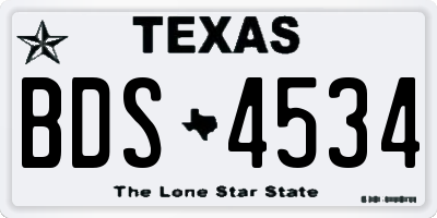 TX license plate BDS4534