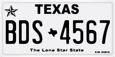 TX license plate BDS4567