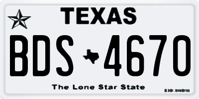 TX license plate BDS4670