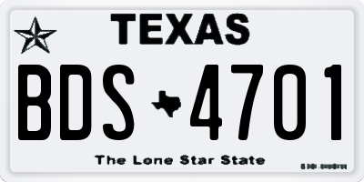TX license plate BDS4701