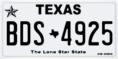 TX license plate BDS4925