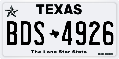 TX license plate BDS4926