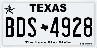 TX license plate BDS4928