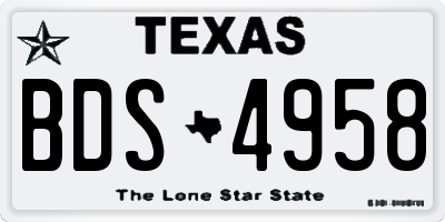 TX license plate BDS4958