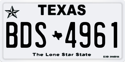 TX license plate BDS4961