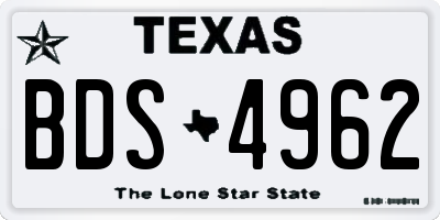 TX license plate BDS4962