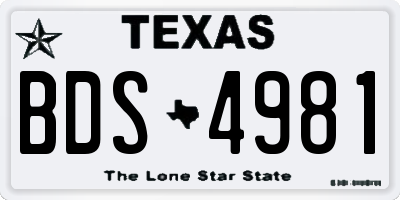 TX license plate BDS4981