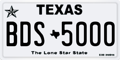 TX license plate BDS5000