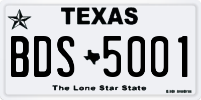 TX license plate BDS5001