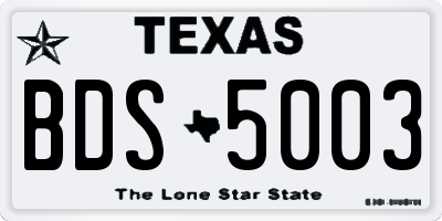 TX license plate BDS5003