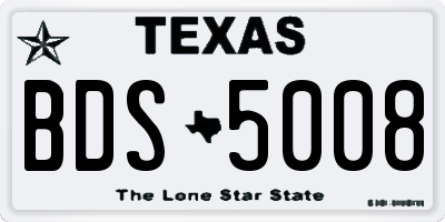 TX license plate BDS5008