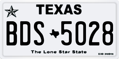 TX license plate BDS5028