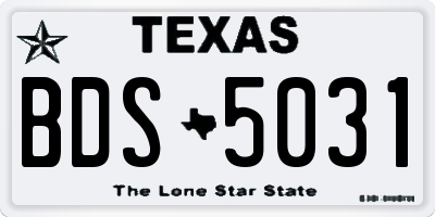 TX license plate BDS5031