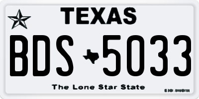 TX license plate BDS5033