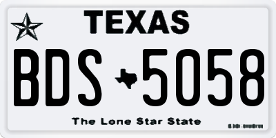 TX license plate BDS5058