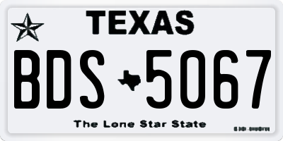 TX license plate BDS5067
