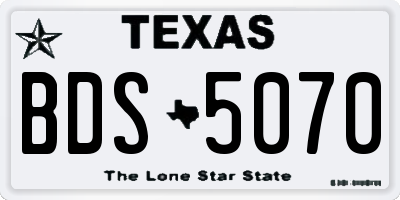TX license plate BDS5070