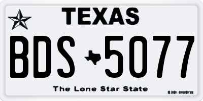 TX license plate BDS5077