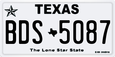 TX license plate BDS5087