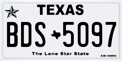 TX license plate BDS5097