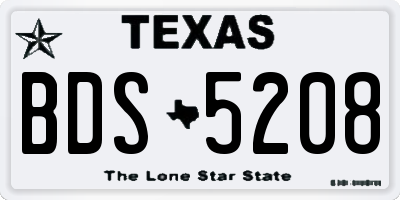 TX license plate BDS5208