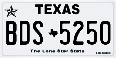 TX license plate BDS5250