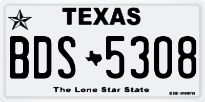 TX license plate BDS5308