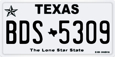 TX license plate BDS5309