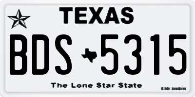 TX license plate BDS5315