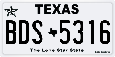 TX license plate BDS5316