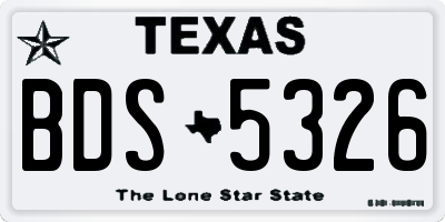 TX license plate BDS5326